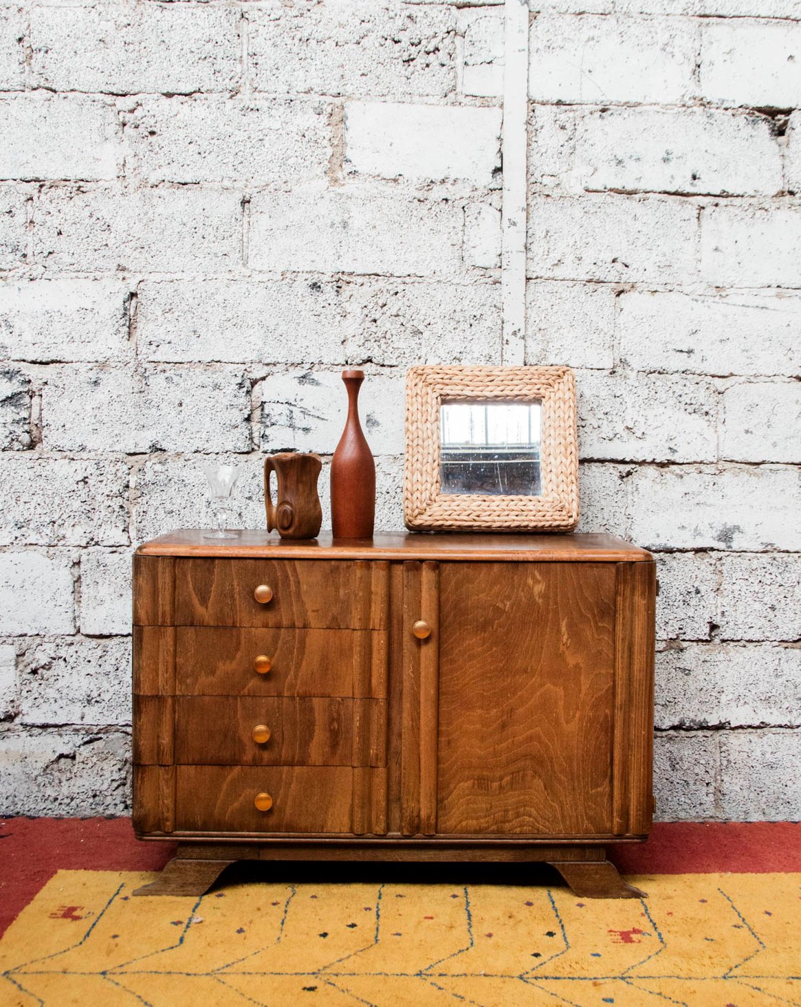 Buffet en bois foncé et doré Gilbert N°810 - Bon état, DEBONGOUT