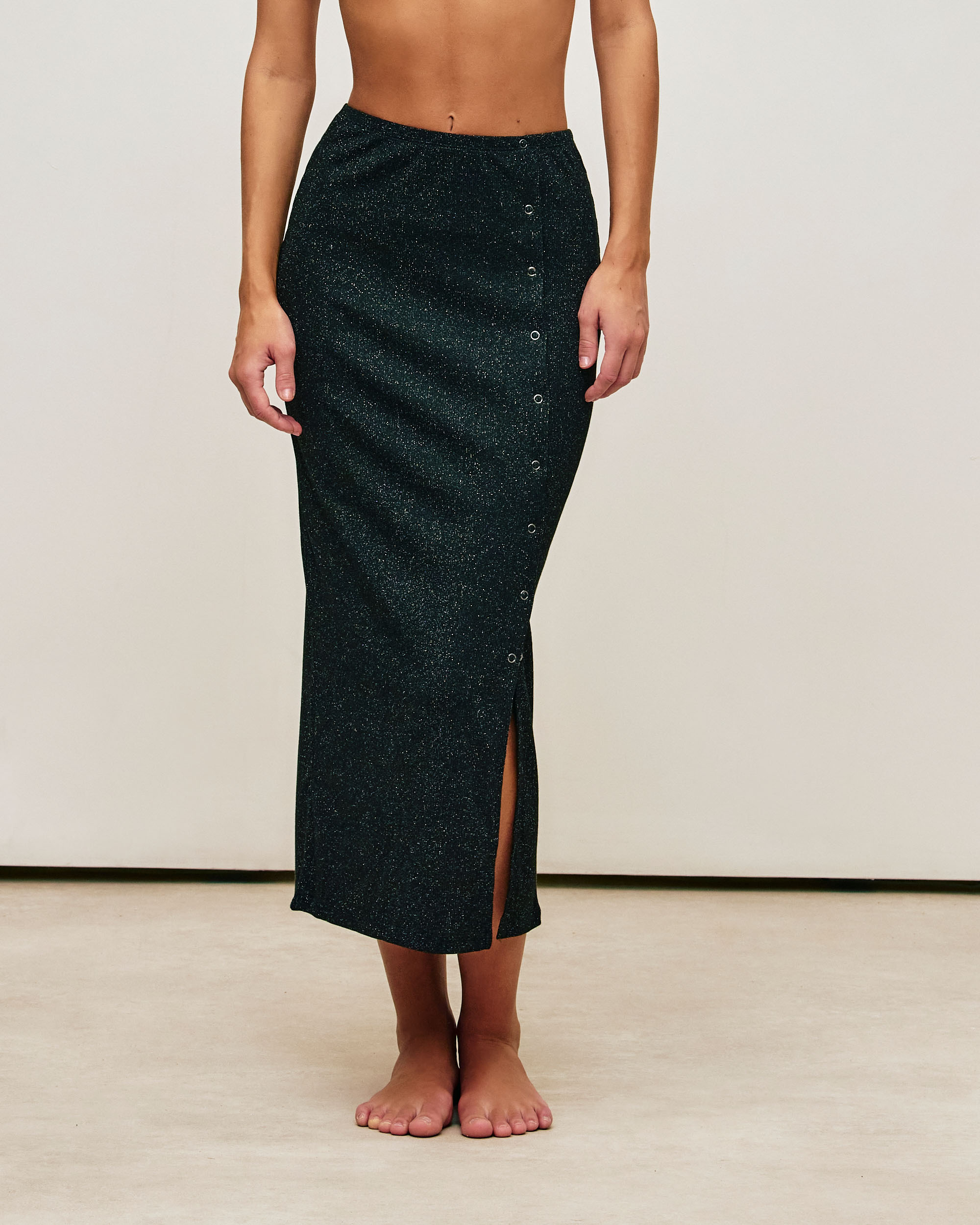 Jupe longue pailletée avec fente RIBFil textileIZ, UNDIZ