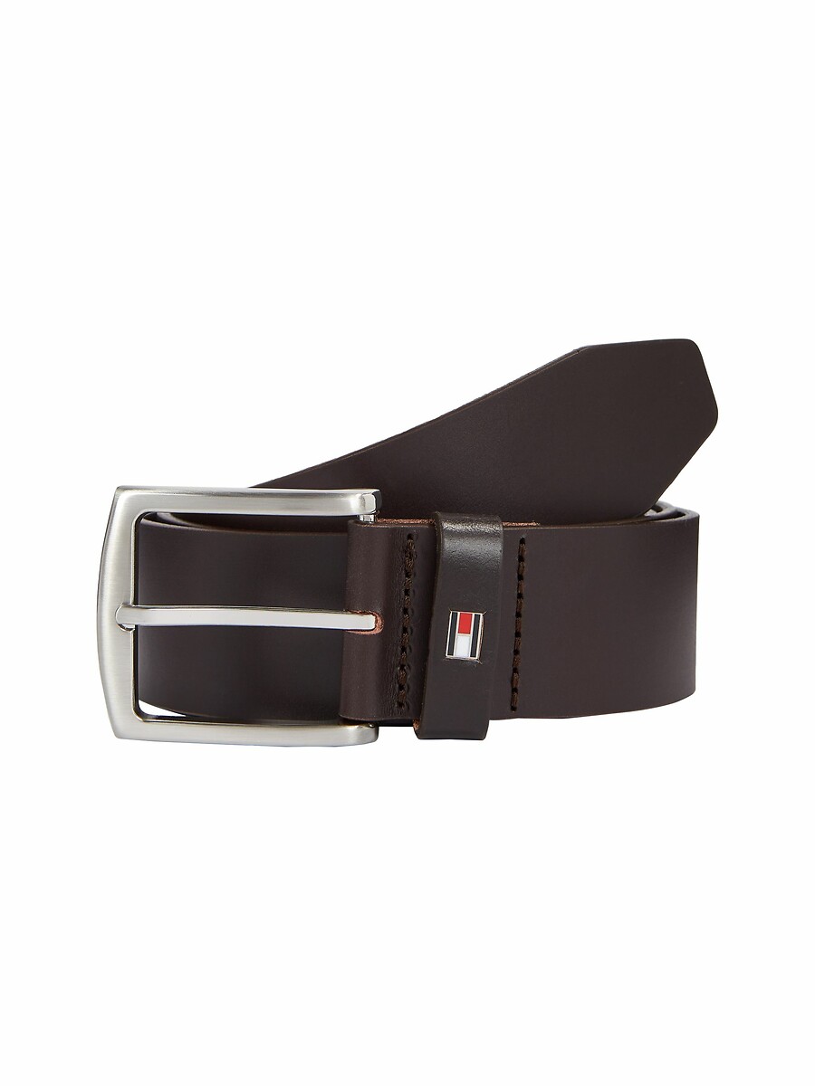 Brede riem in leer New Denton 4 cm, TOMMY HILFIGER