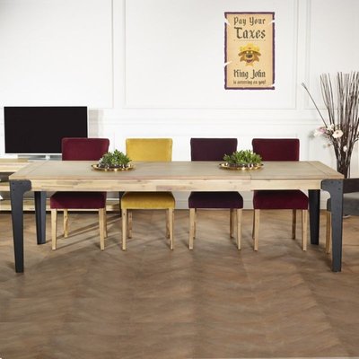 BALTIMORE - Table à manger extensible style moderne, bois et métal, 10/12 couverts ROBIN DES BOIS