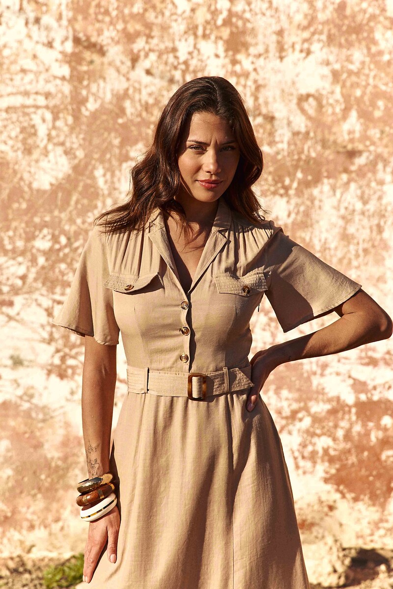 Raya Short Sleeve Belted Midi Dress, LA PETITE ETOILE