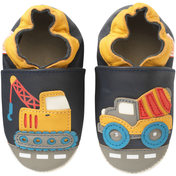 Chaussons bébé cuir souple Germain la grue, TICHOUPS