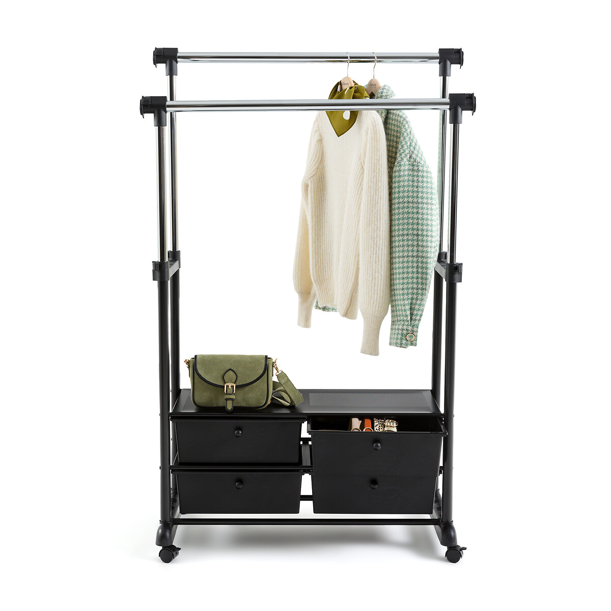 Rolling wardrobe rack deals