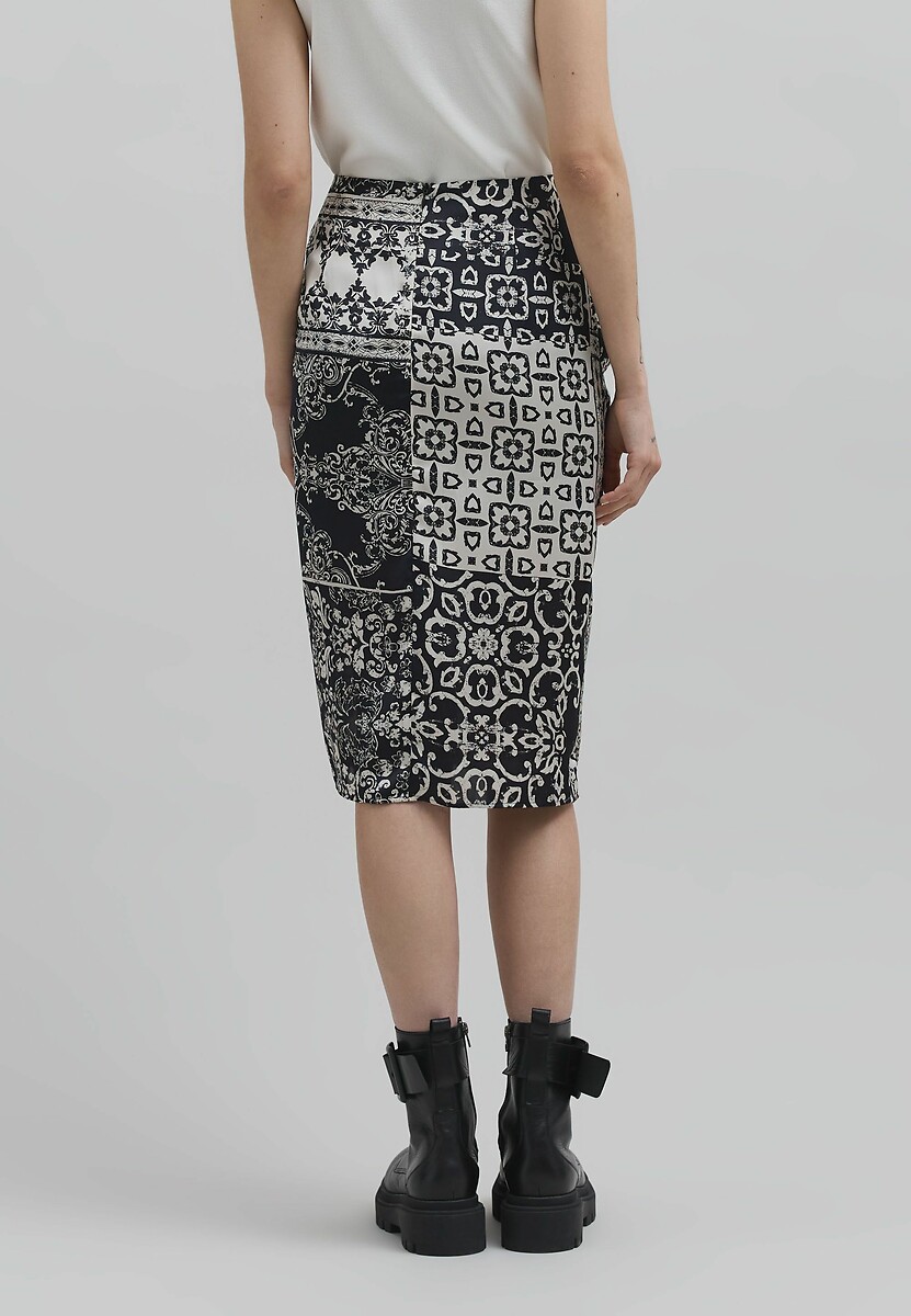 Jupe IKKS I.Code Taille 36 - Coton, Plis, Kaki Et Bleu, Occasion Impeccable