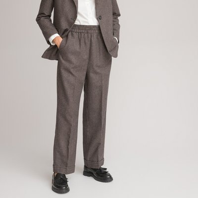 Checked Wide Leg Trousers in Recycled Wool Mix, Length 27.5" LA REDOUTE COLLECTIONS