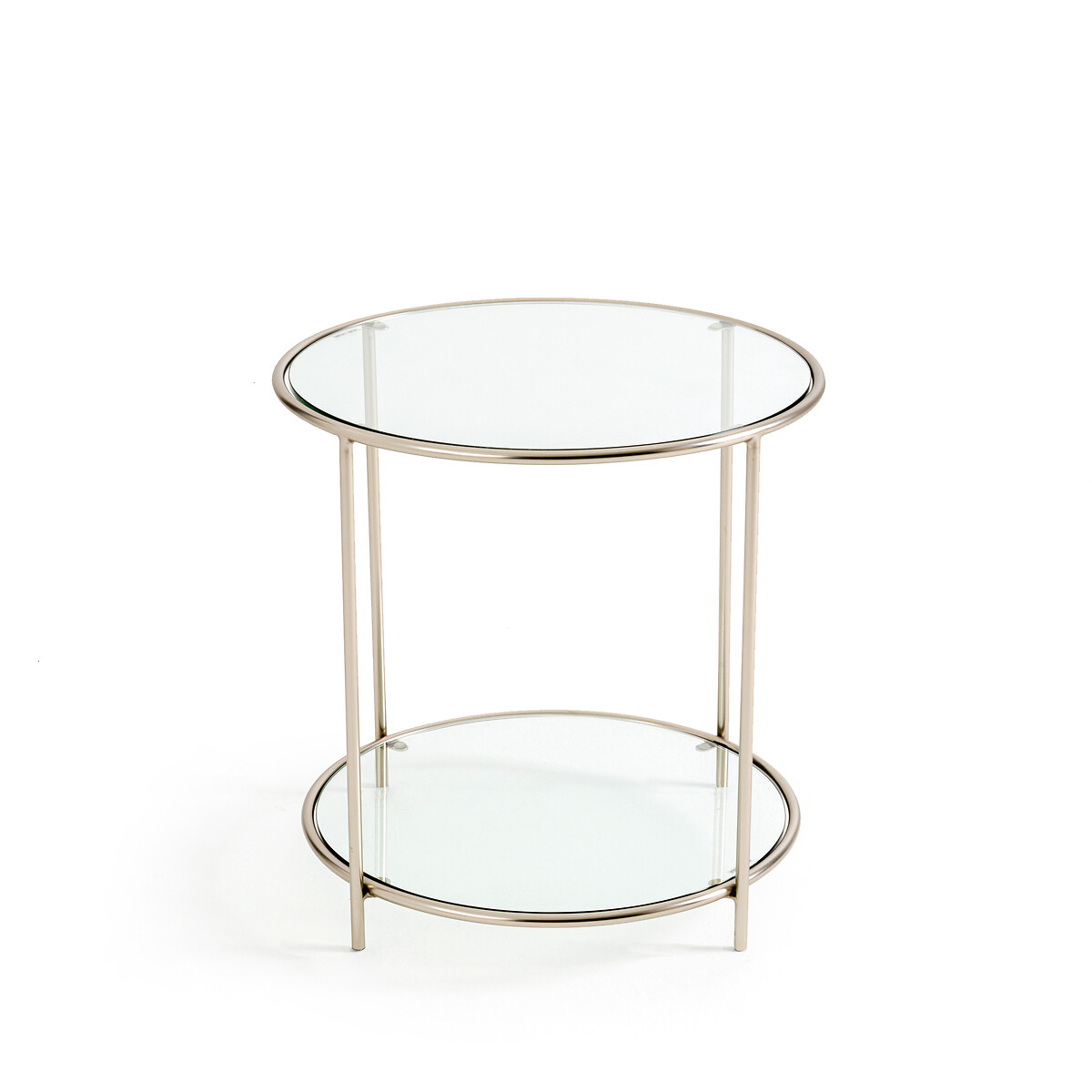 Product photograph of Sybil Round Satin Nickel End Table from La Redoute UK