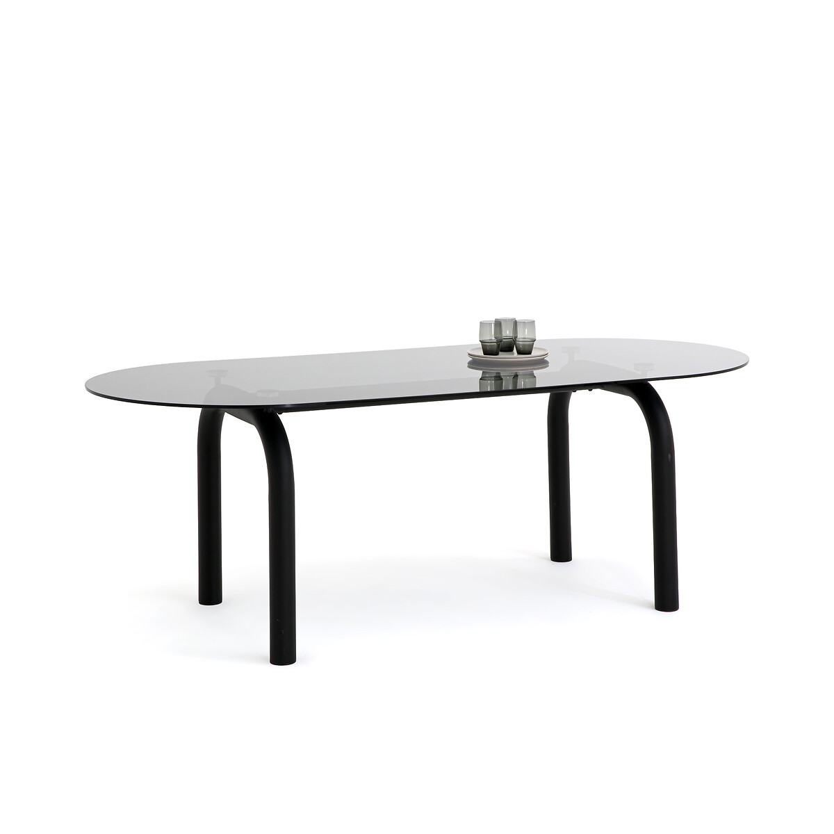 Polly Smoked Glass and Steel Table