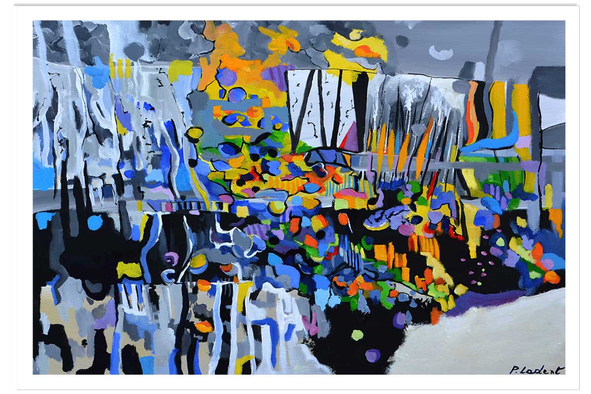 Affiche abstraite champs de bleuet, HEXOA