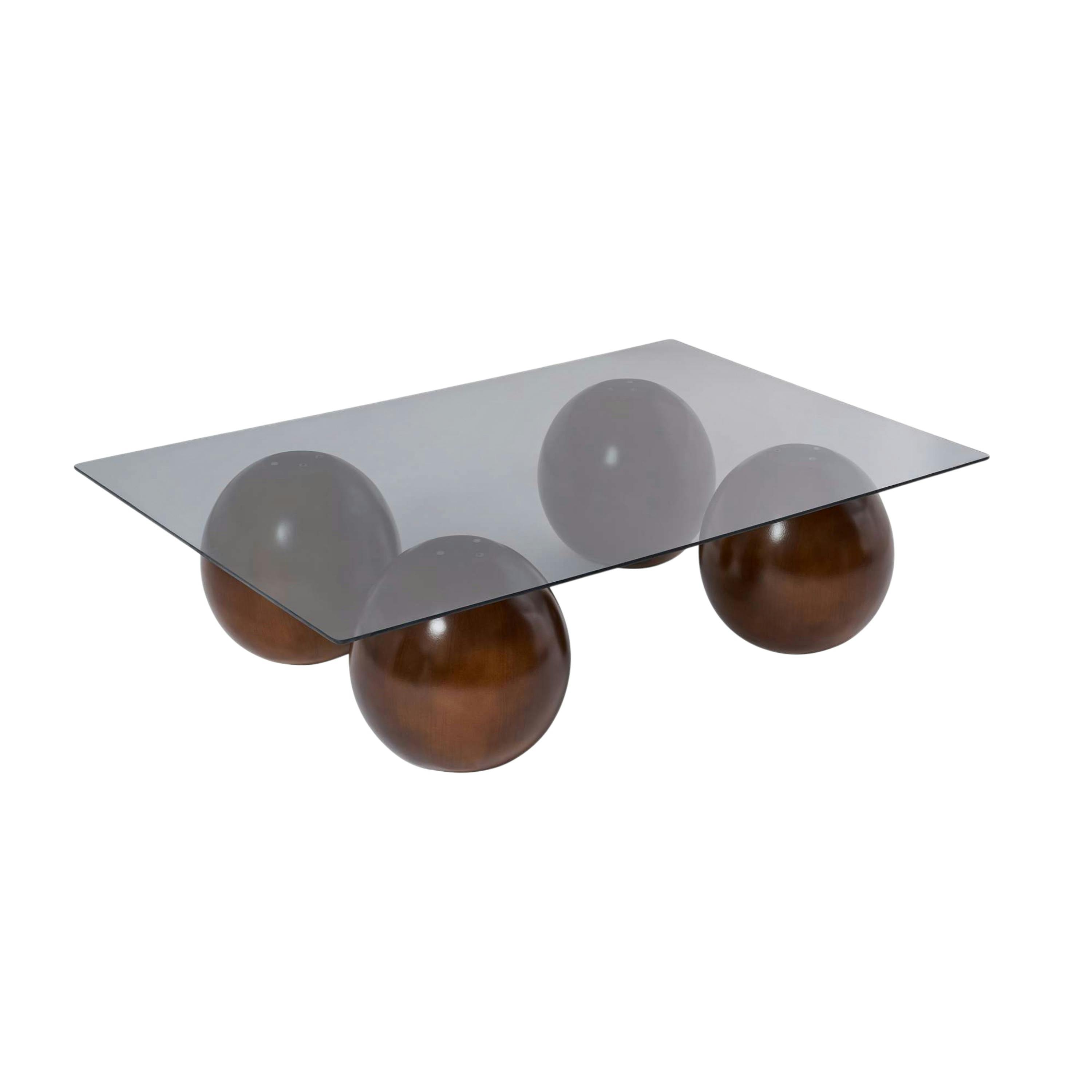 Table basse rectangulaire en verre, pieds boule KOCHI, PIER IMPORT