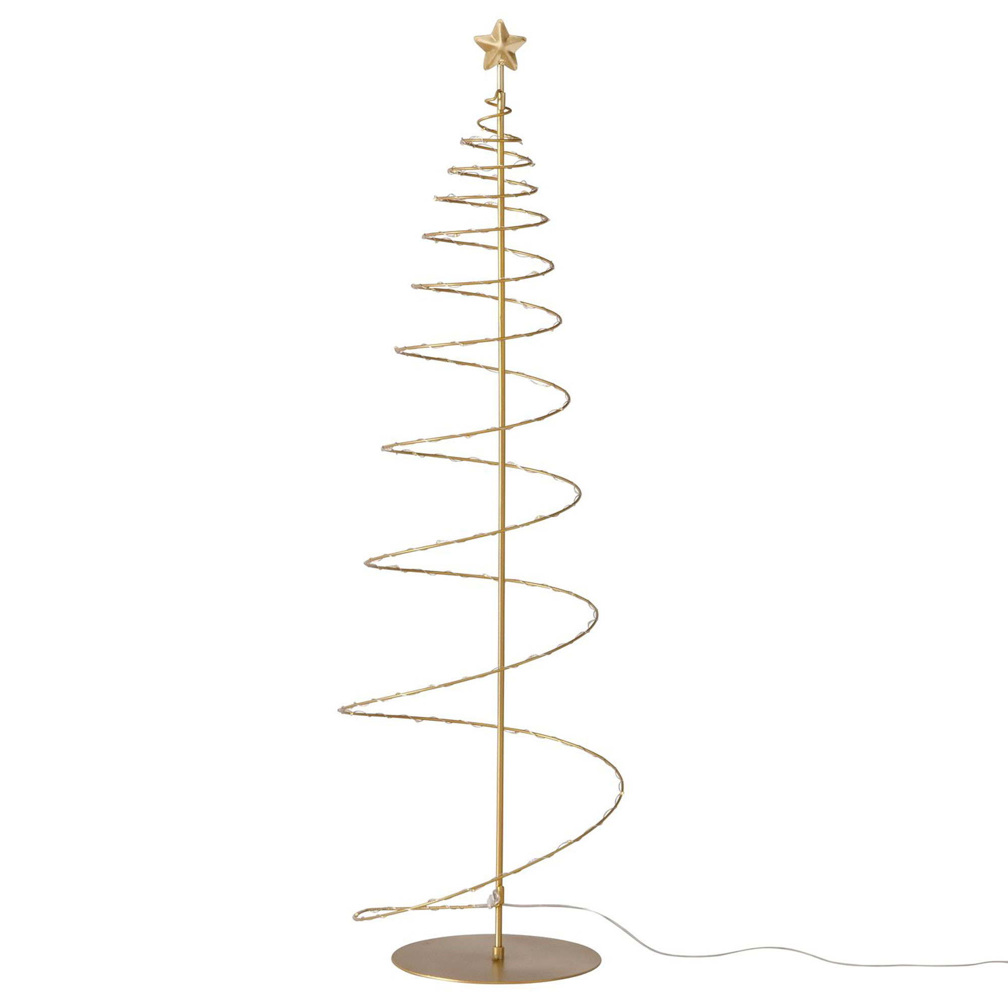 Décoration de Noël lumineuse à poser sapin led métal doré 24x24x80cm, WADIGA