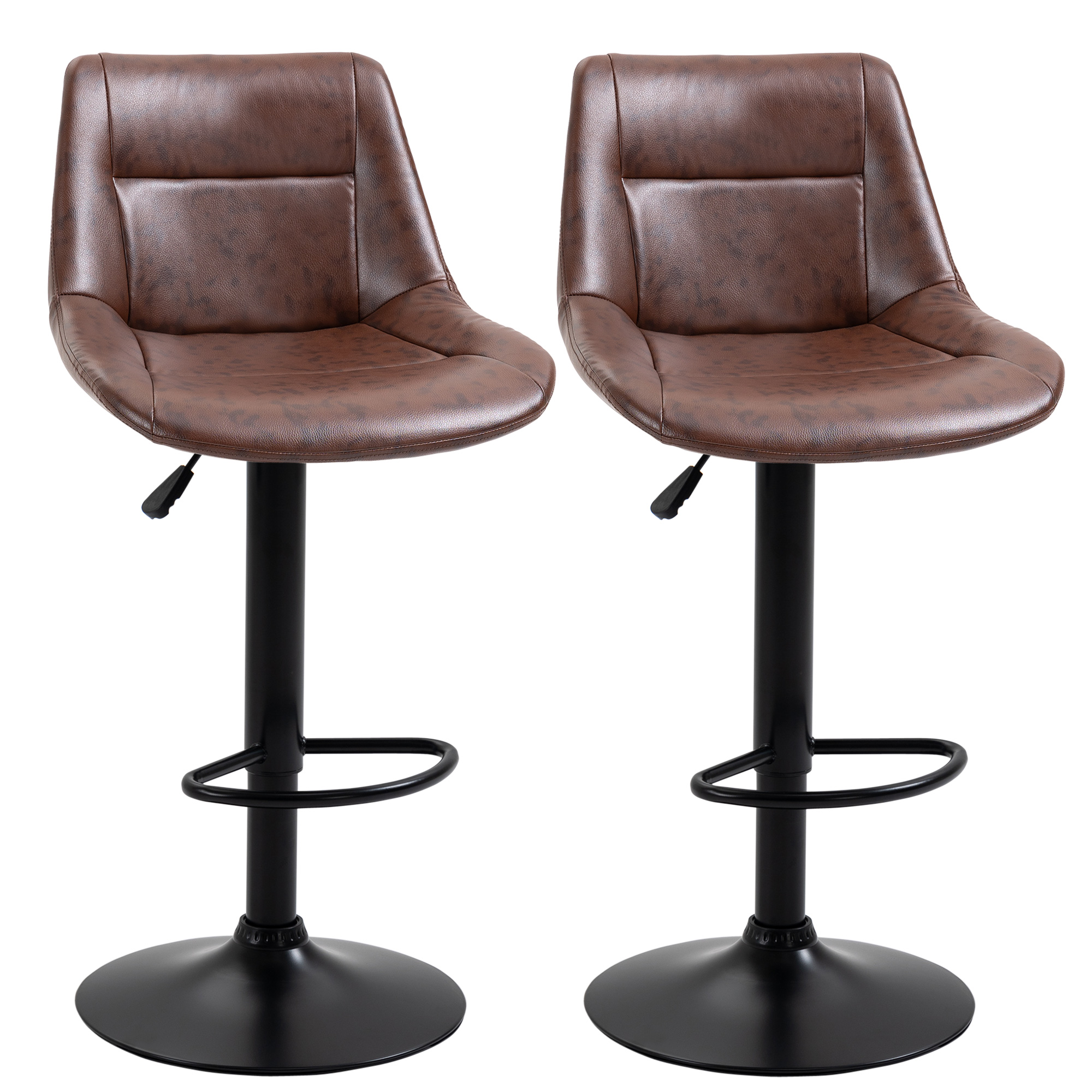 Tabouret de bar Cuir PU Marron, HOMCOM