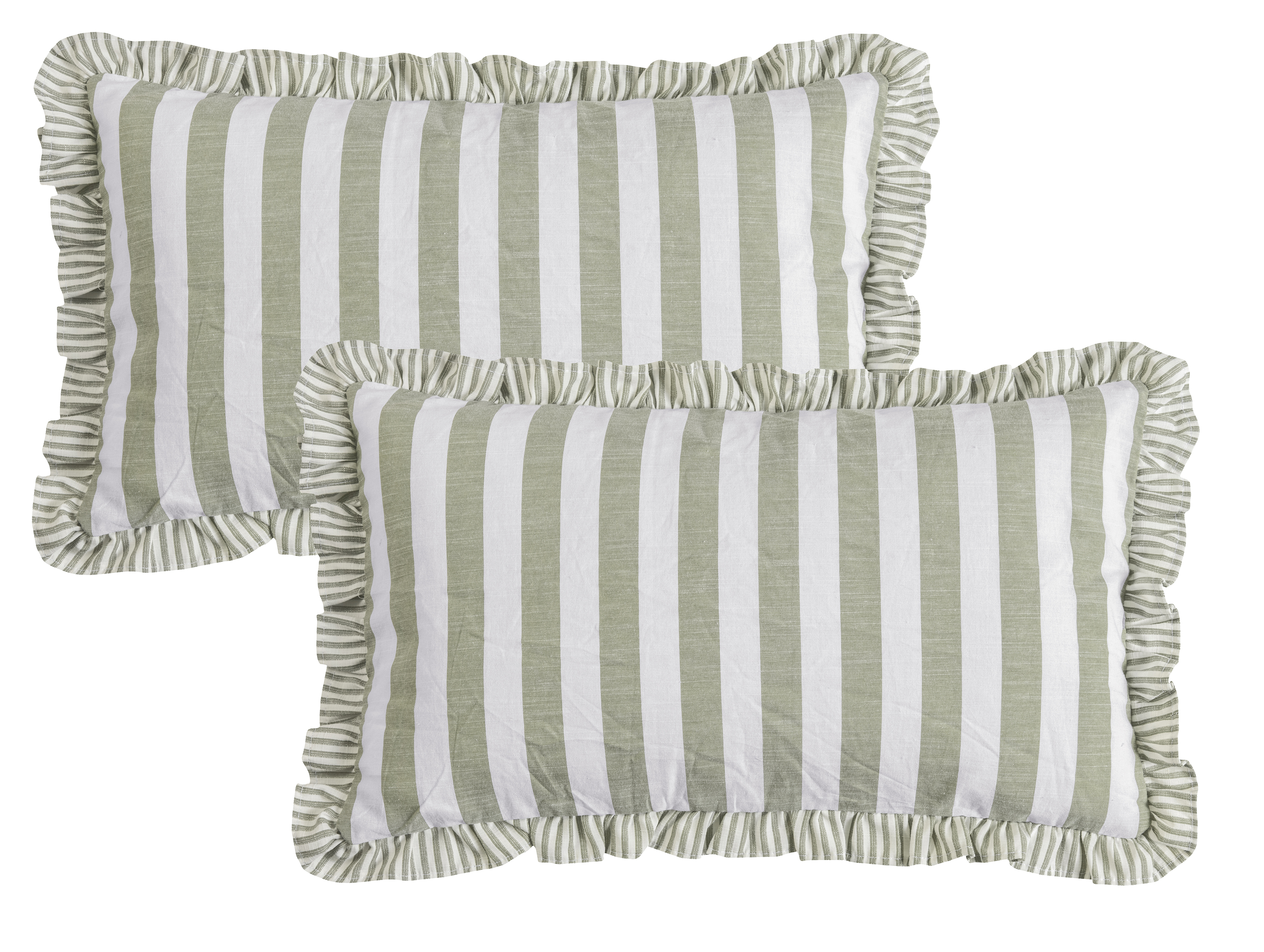 Lot de 2 housses de coussin rayées à volant MARIE, MAGMA HEIMTEX