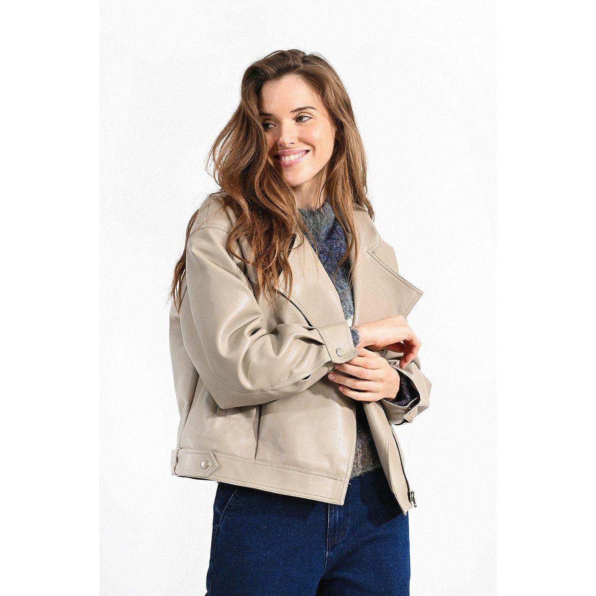 Blouson 2024 cuir beige