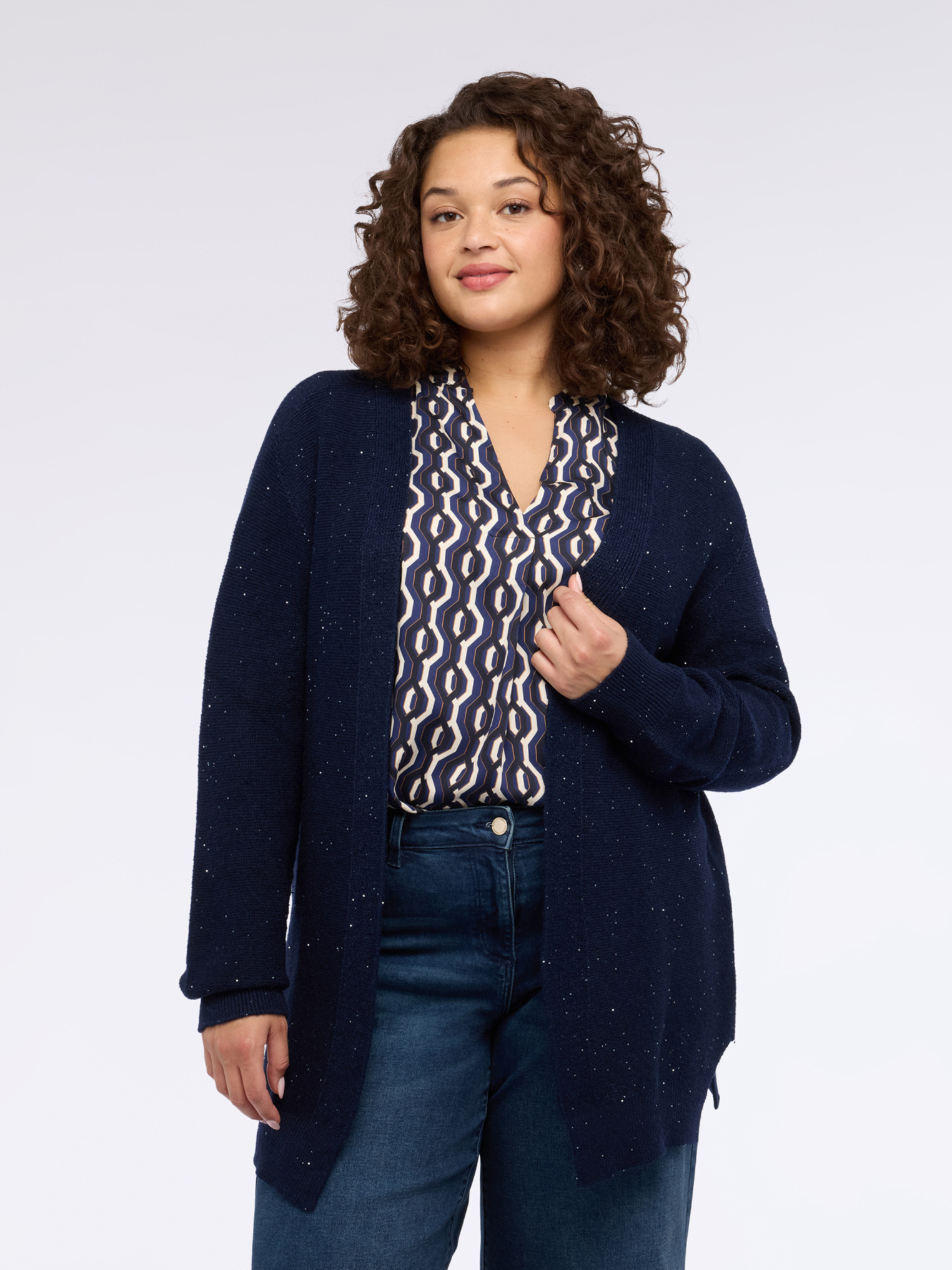 Cardigan long à paillettes, FIORELLA RUBINO