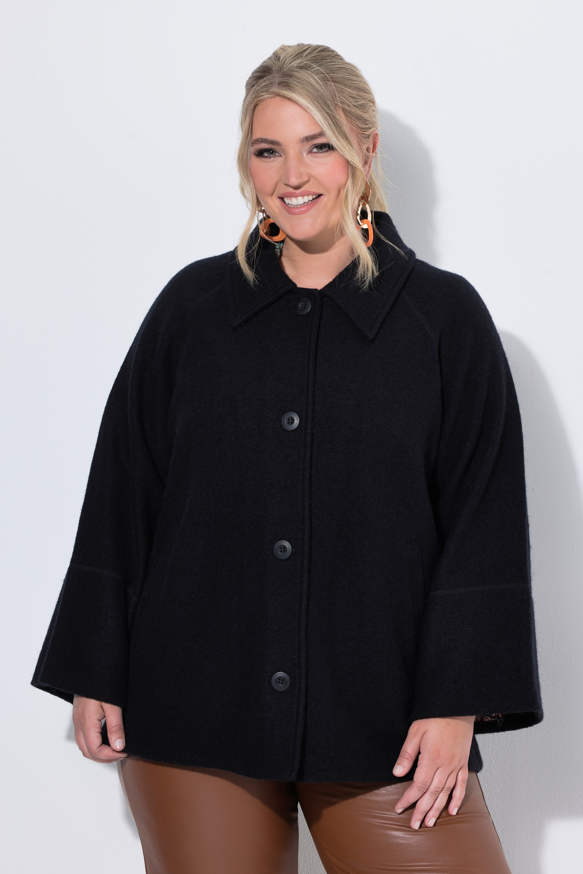 Veste en laine bouillie, coupe évasée, ULLA POPKEN