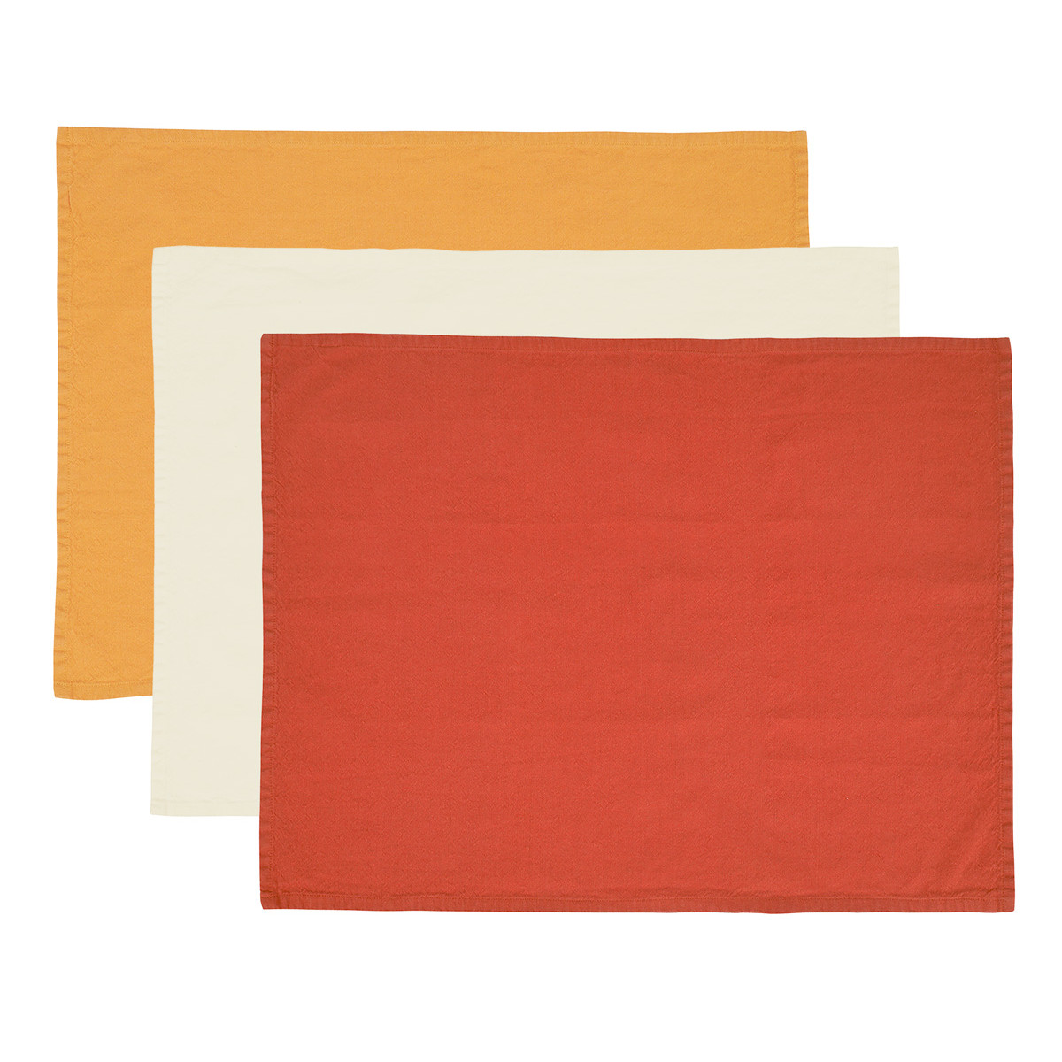 Lot de 3 torchons coton/lin unis SOFT DYED, SENSEI MAISON