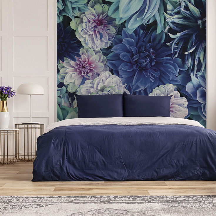Papier peint panoramique DAHLIA BLEU, LE PAPIERS DE NINON