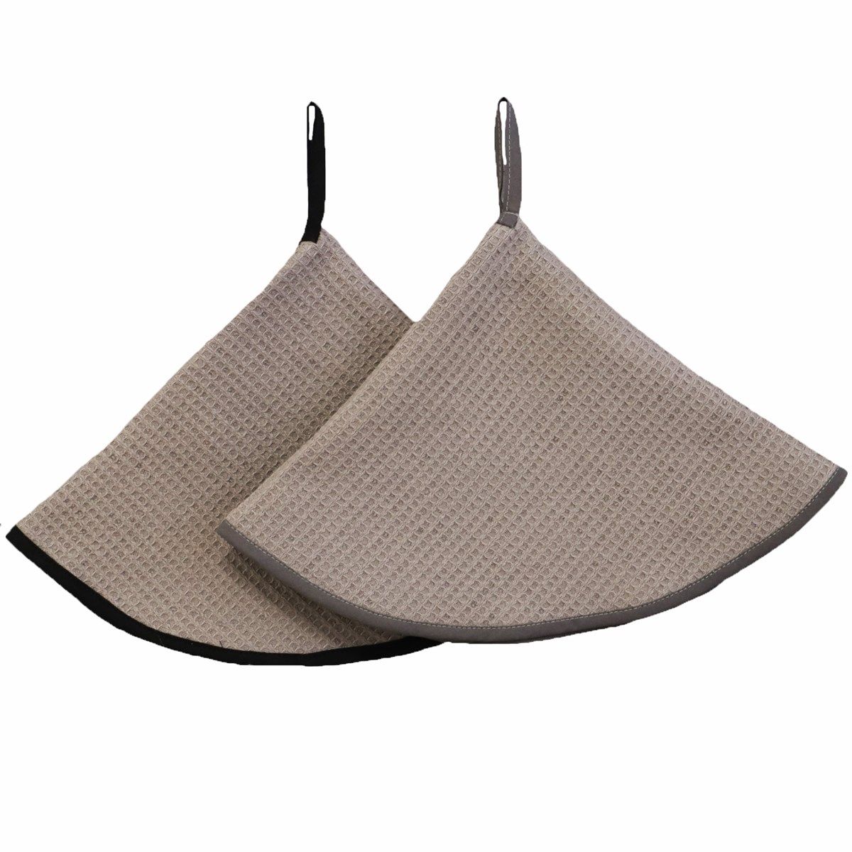 Deux Essuie-mains Ronds En Coton éponge Extra Absorbant - Lot De 2 - Fabriqué En France