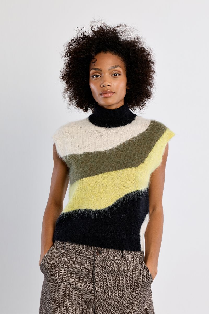 Pull en maille brossée, sans manches, LILI SIDONIO