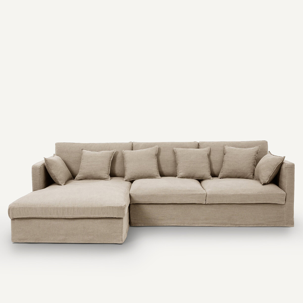 Canapé d'angle lin épais stonewashed, Néo Kinkajou