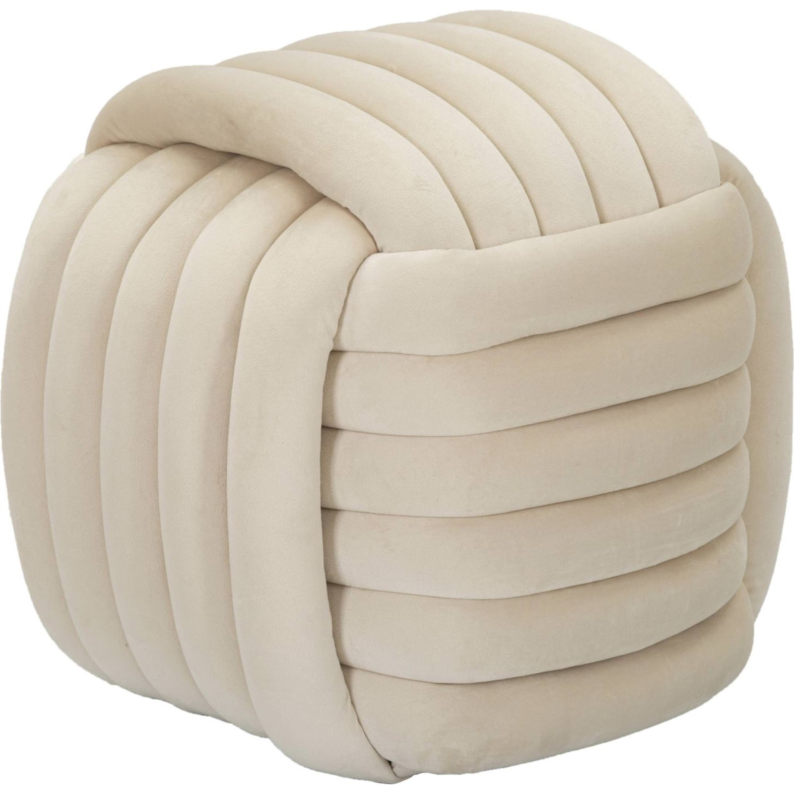 Pouf cube capitonné en velours coton GLAM, RECOLLECTION