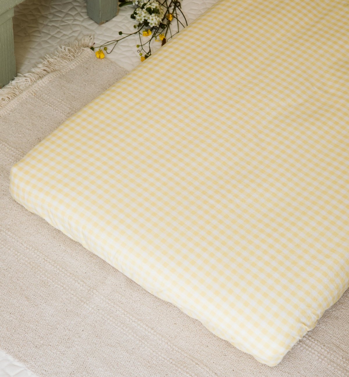 Drap housse berceau en percale de coton bio, VICHY, KADOLIS
