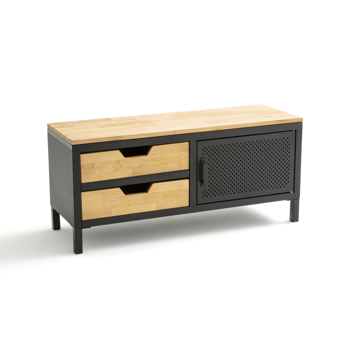 Product photograph of Agama Oak Metal Entryway Bench from La Redoute UK