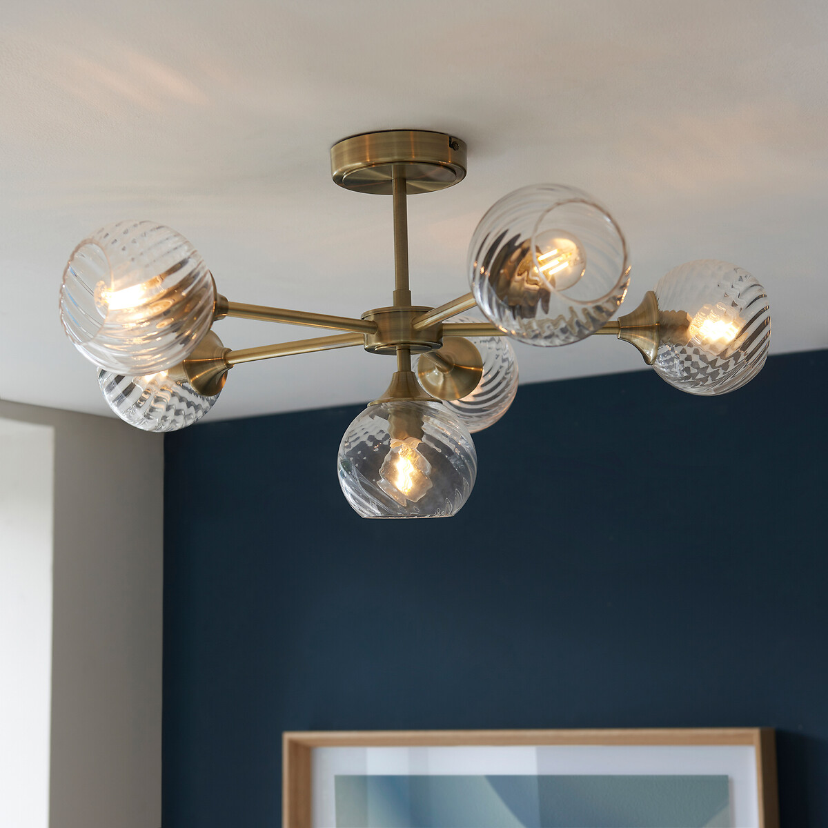 Allton Twisted Glass Ceiling Light, SO'HOME