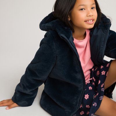 Recycled Faux Fur Coat with Hood LA REDOUTE COLLECTIONS