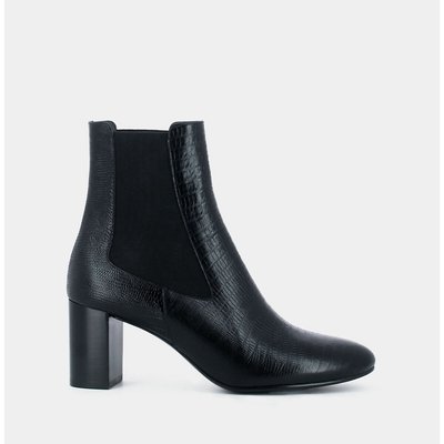 Duris Leather Chelsea Ankle Boots in Mock Croc with Block Heel JONAK