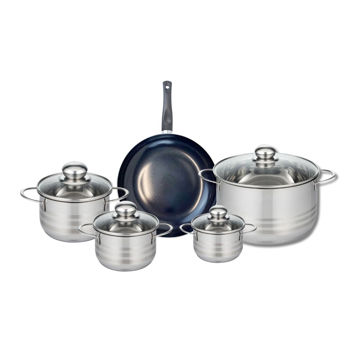 Batterie 1 poêle 24cm + 4 faitouts 12/14/16/24cm PRIMA BRILLANT, ELO