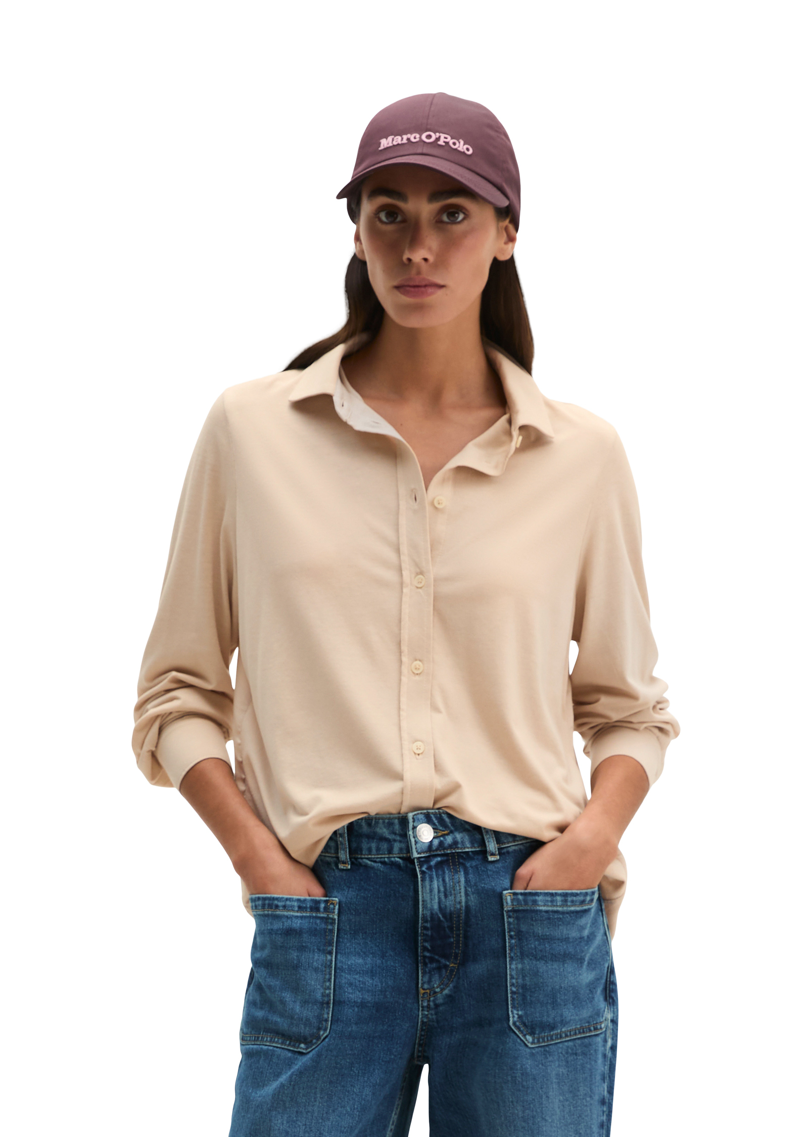 Blouse en jersey oversize en mélange de matériaux de haute qualité, MARC O'POLO