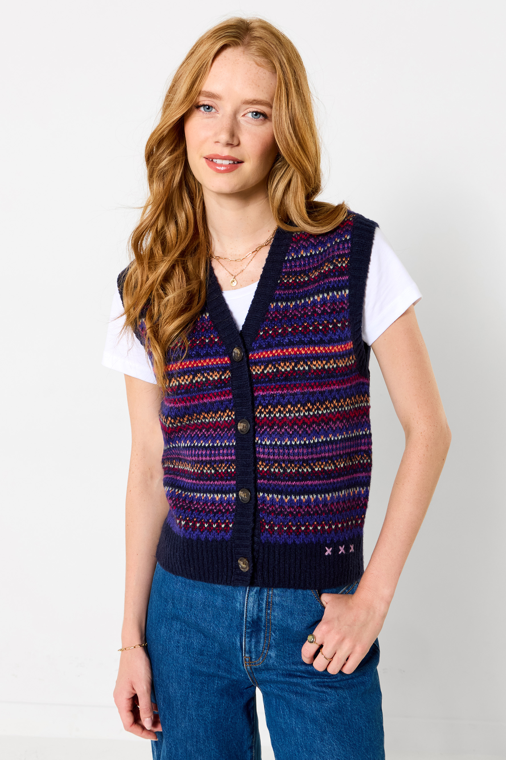 Gilet Boutonné Fair Isle Freya, JOE BROWNS