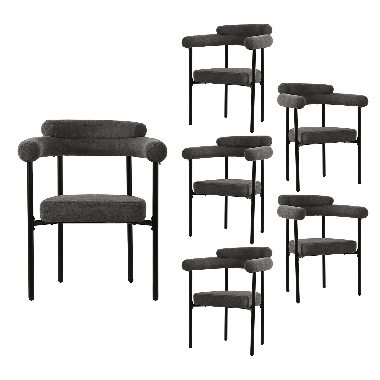 Lot de 6 chaises de salle à manger modernes en tissu, AKANJIB, MEUBLES COSY
