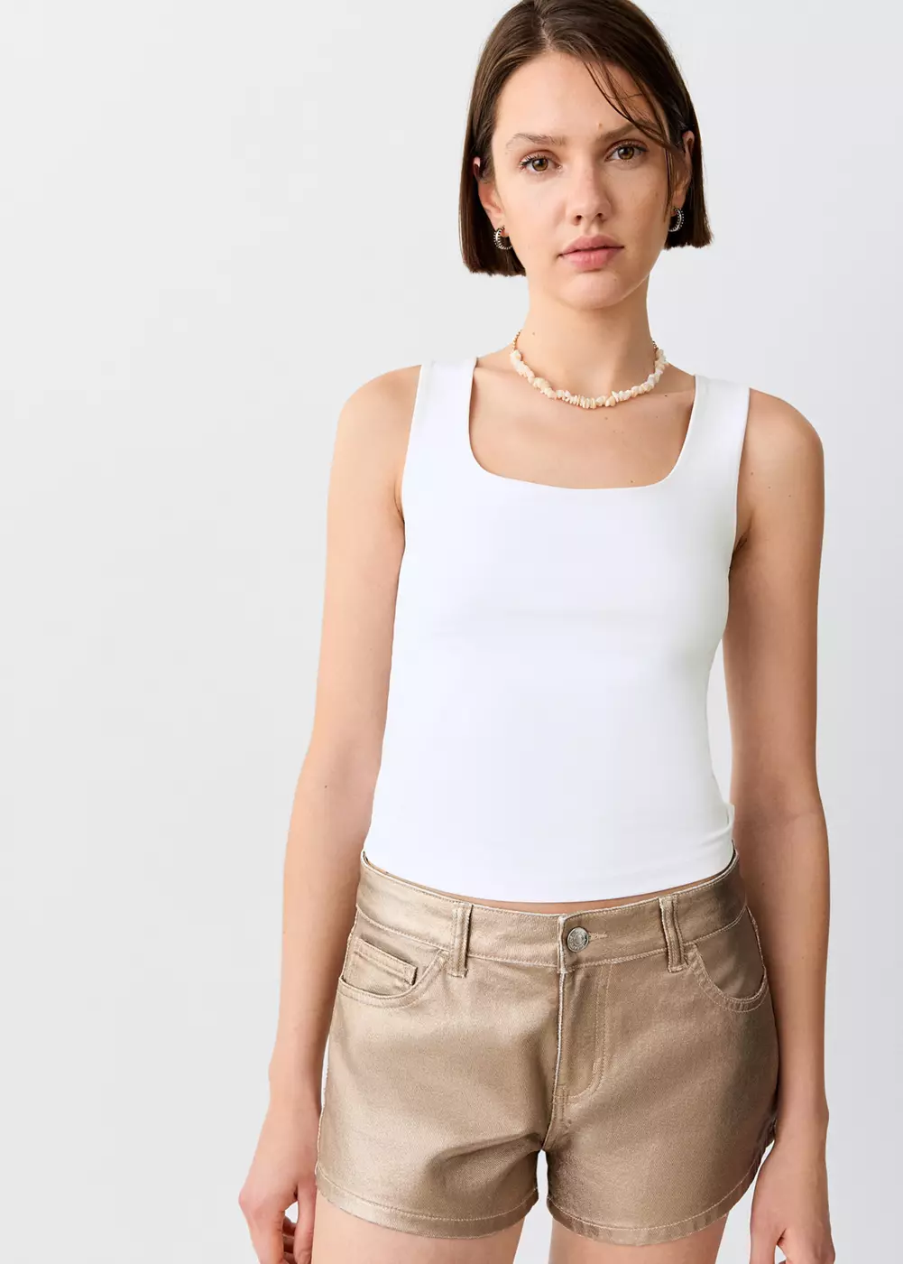 Top à bretelles encolure carrée, MANGO TEEN