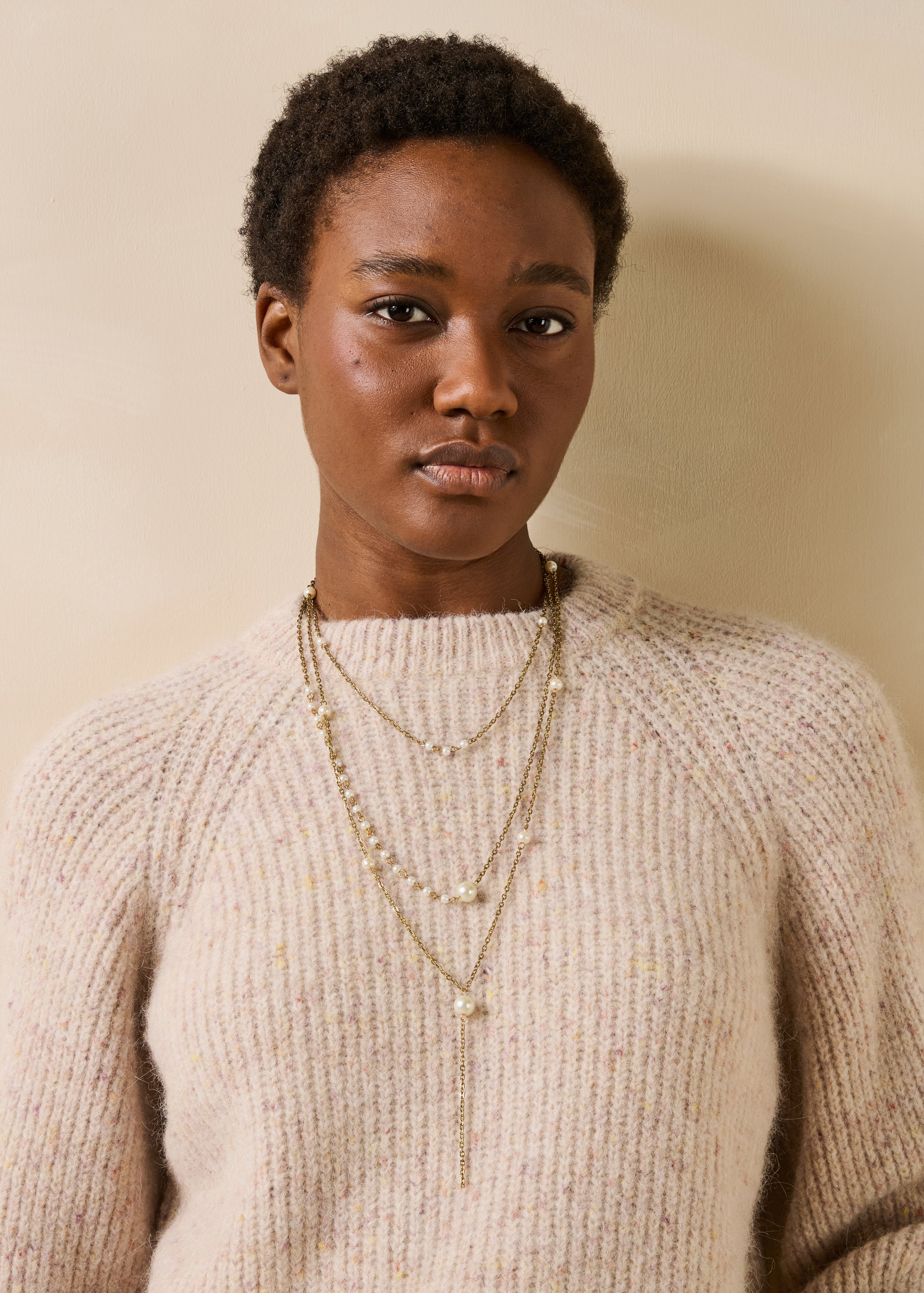 Collier sautoir multirang avec perles nacre, LA FEE MARABOUTEE