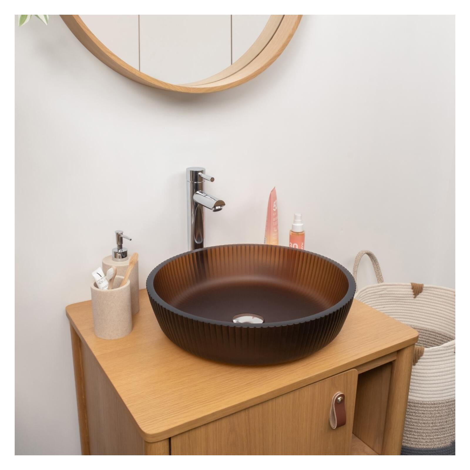 Vasque à poser ronde en verre texturé dépoli 42cm HONNY, MOB IN