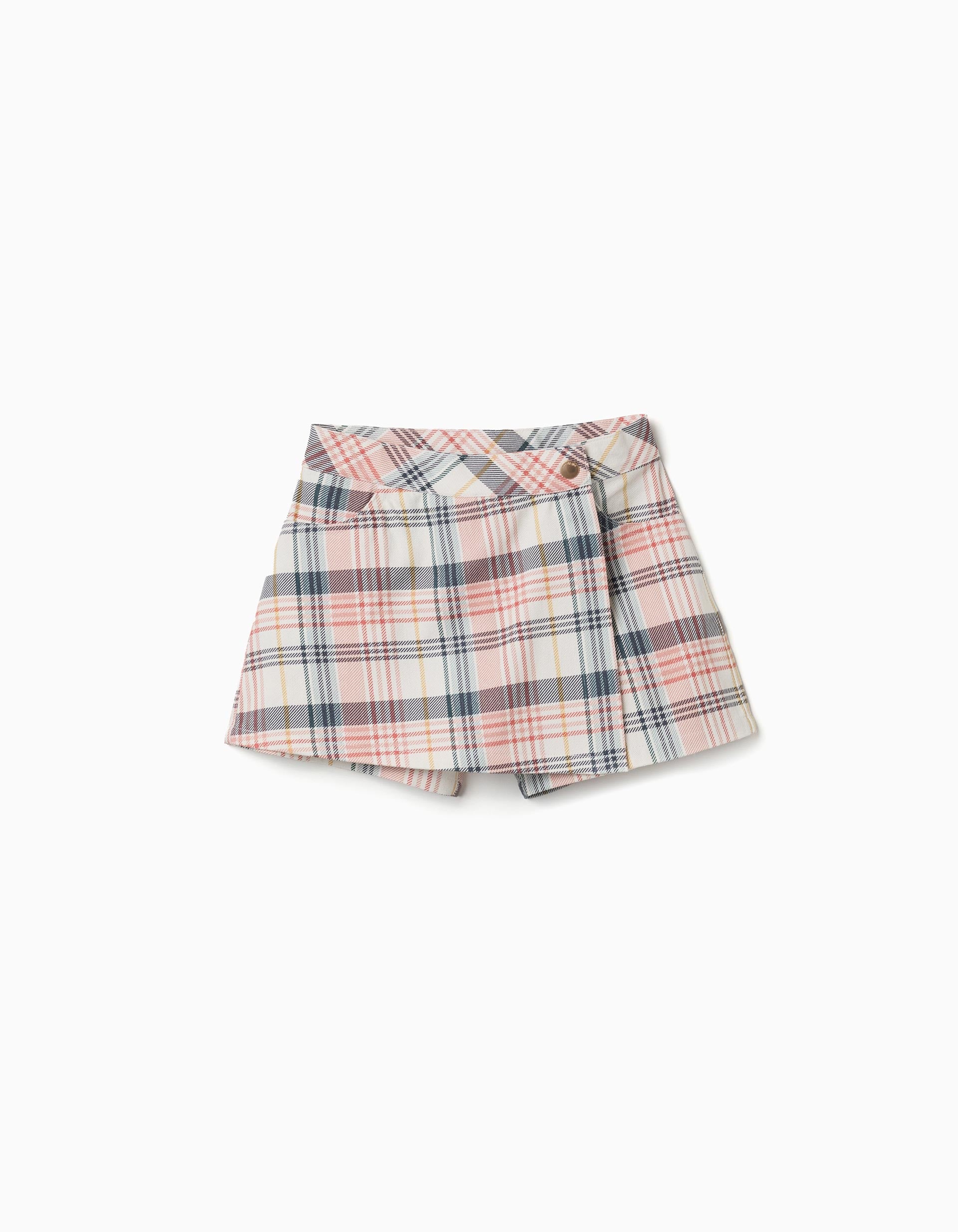 Jupe-short en sergé de coton à carreaux, ZIPPY