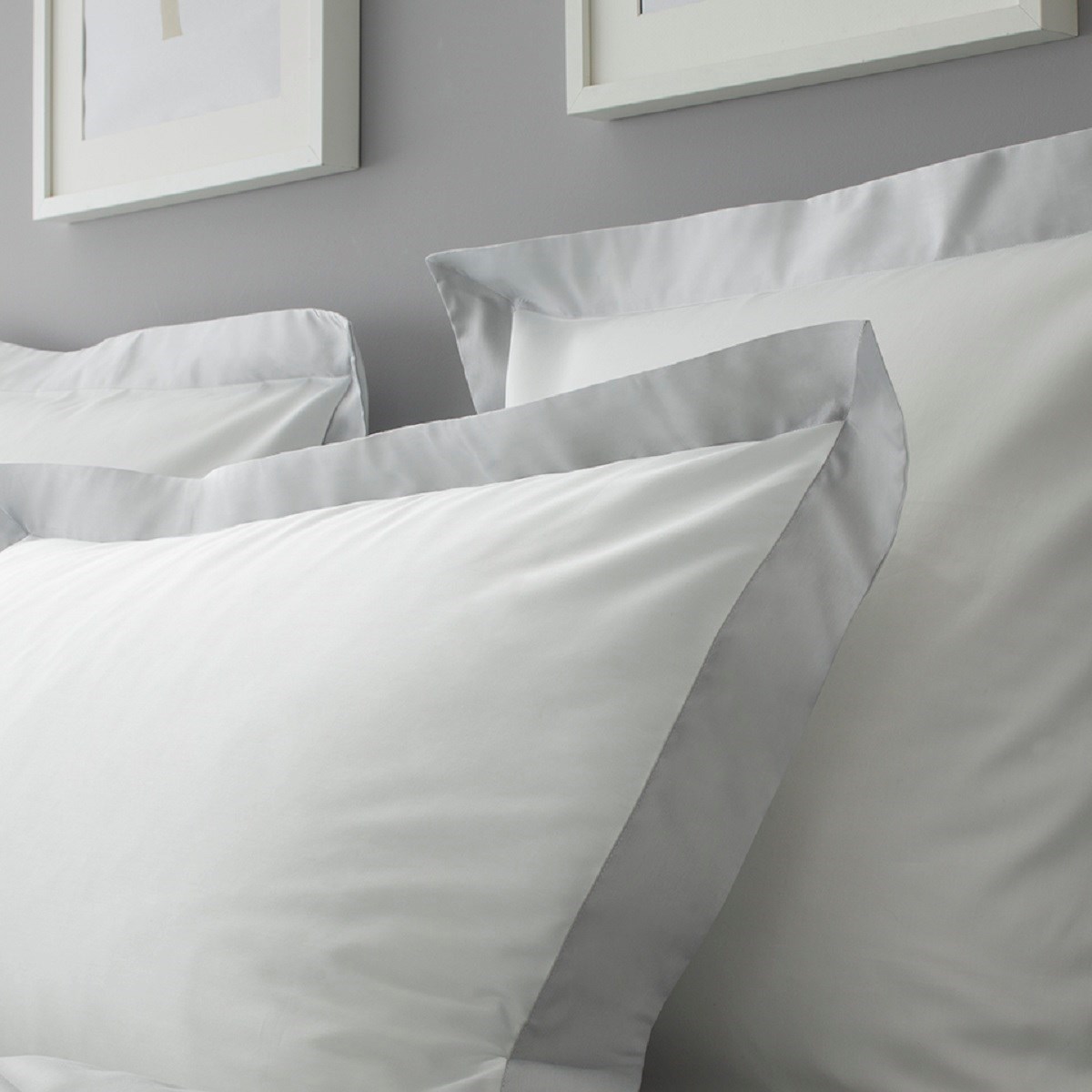 Taies d'oreiller satin de coton CELESTE lot de 2, MPC MAISON
