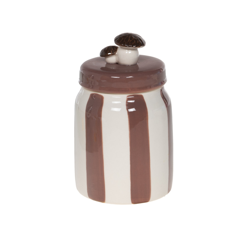 Boite champignon H11 cm rayée chocolat en céramique, AMADEUS