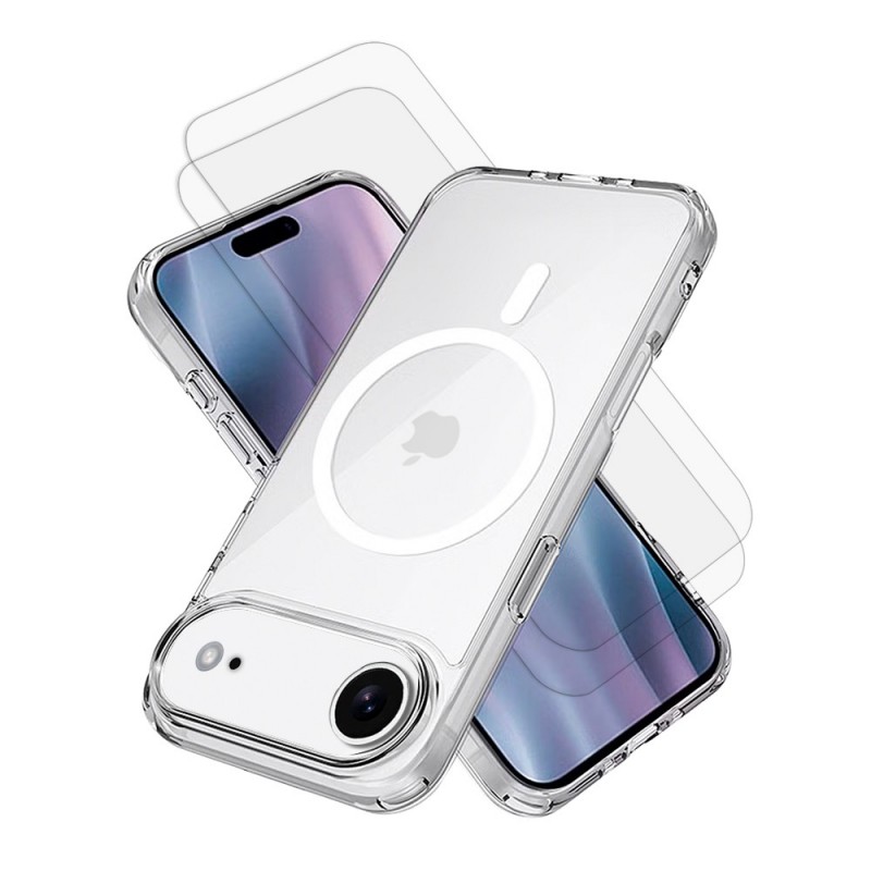 Coque Anti-choc compatible Magsafe pour iPhone 17 Air Transparente + 2 vitres, EVETANE