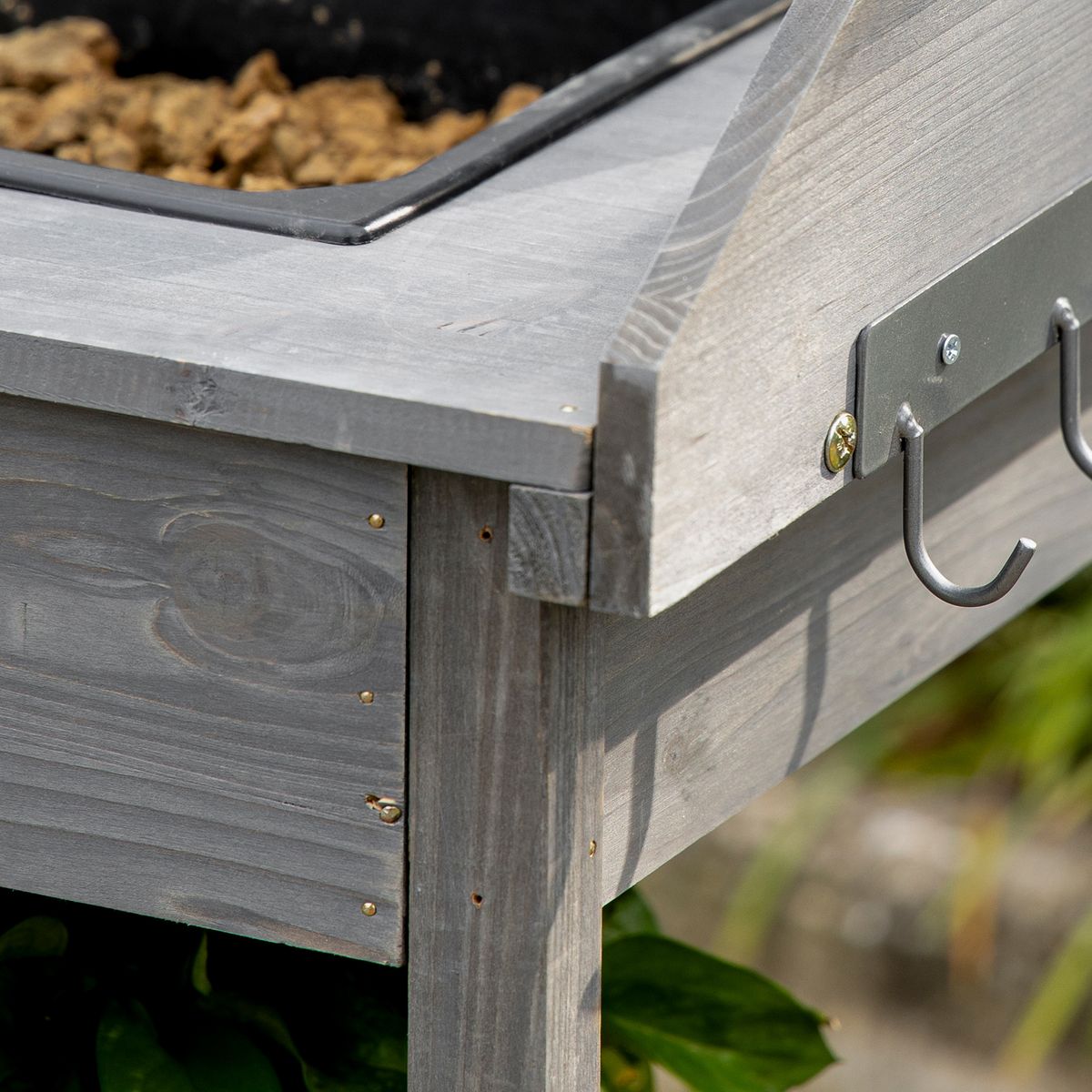 Table De Rempotage Outsunny - Bois Sapin Avec Évier, Tiroir & Étagères | Gris Pour Jardin & Balcon