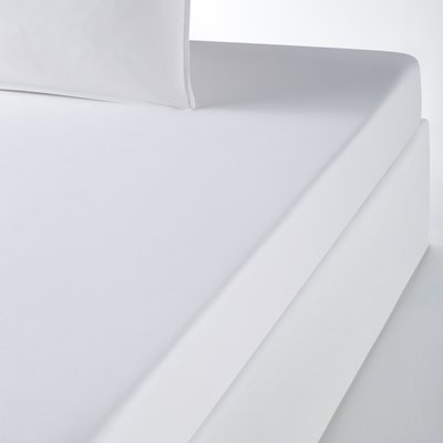 Plain 100% Organic Cotton Percale 200 Thread Count Fitted Sheet LA REDOUTE INTERIEURS
