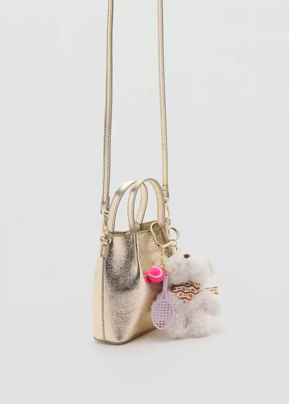 Sac métallisé avec breloque ours, MANGO KIDS