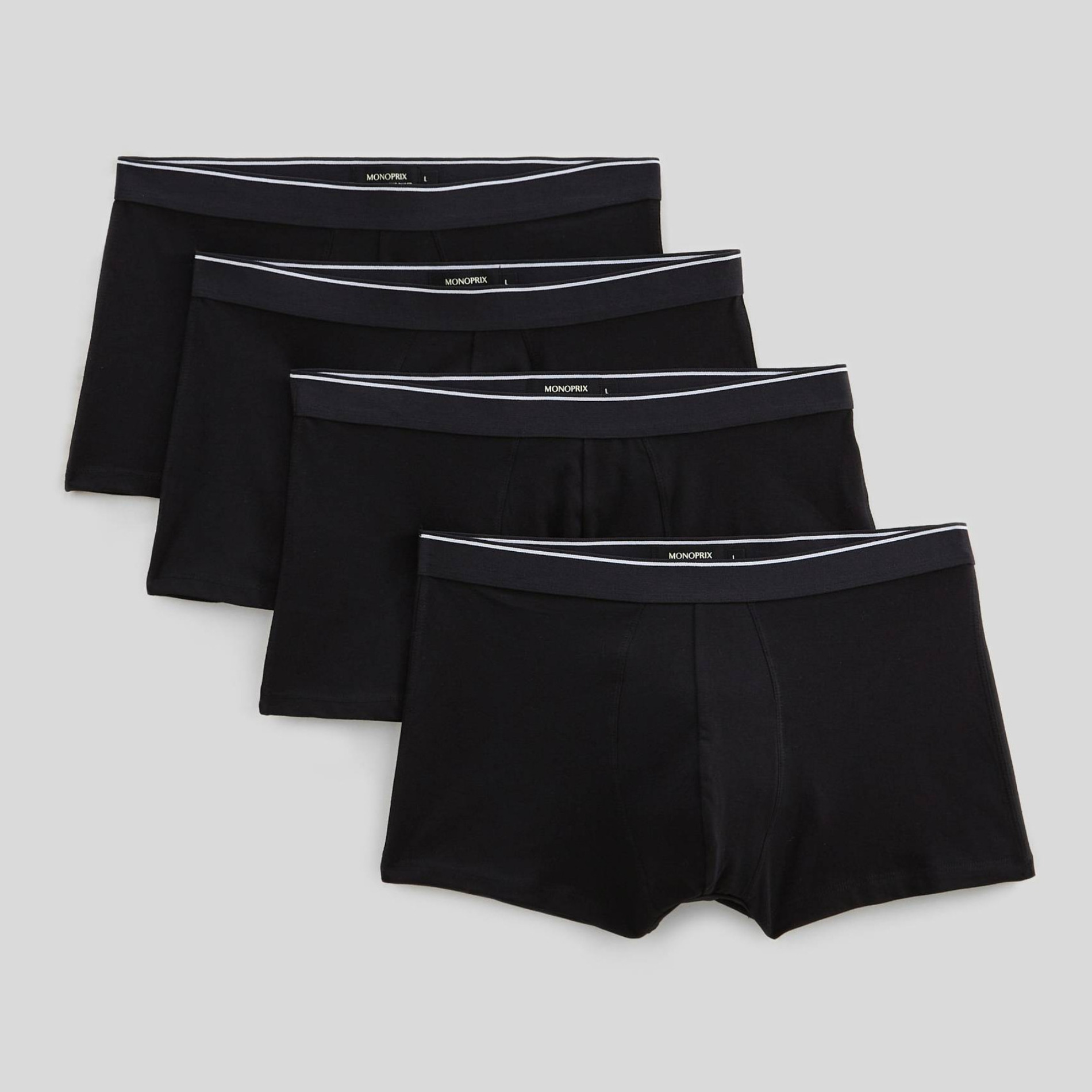Lot de 4 boxers en coton, certifié OEKO-TEX, MONOPRIX