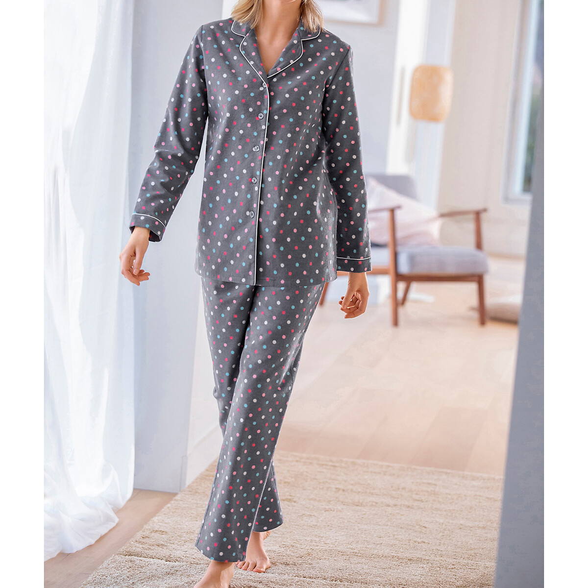 La Redoute Vêtements Sous-vêtements vêtements de nuit Pyjamas Combi en jersey à longues manches à pois 