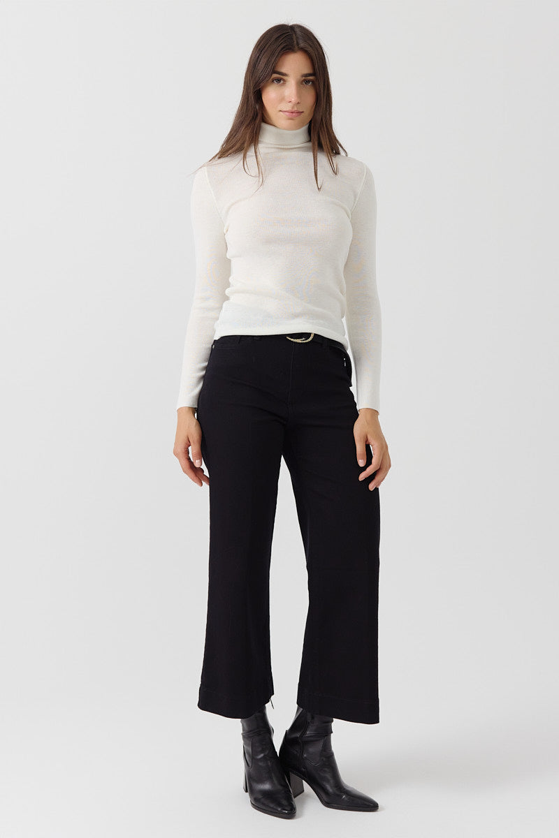 Pull col roulé ajusté femme en maille côtelée CALINE, ARTLOVE