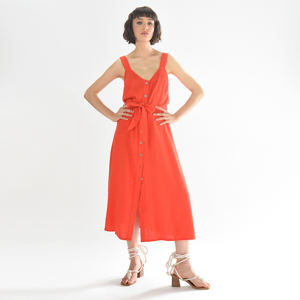 Vestito lungo con cintura in vita | La Redoute
