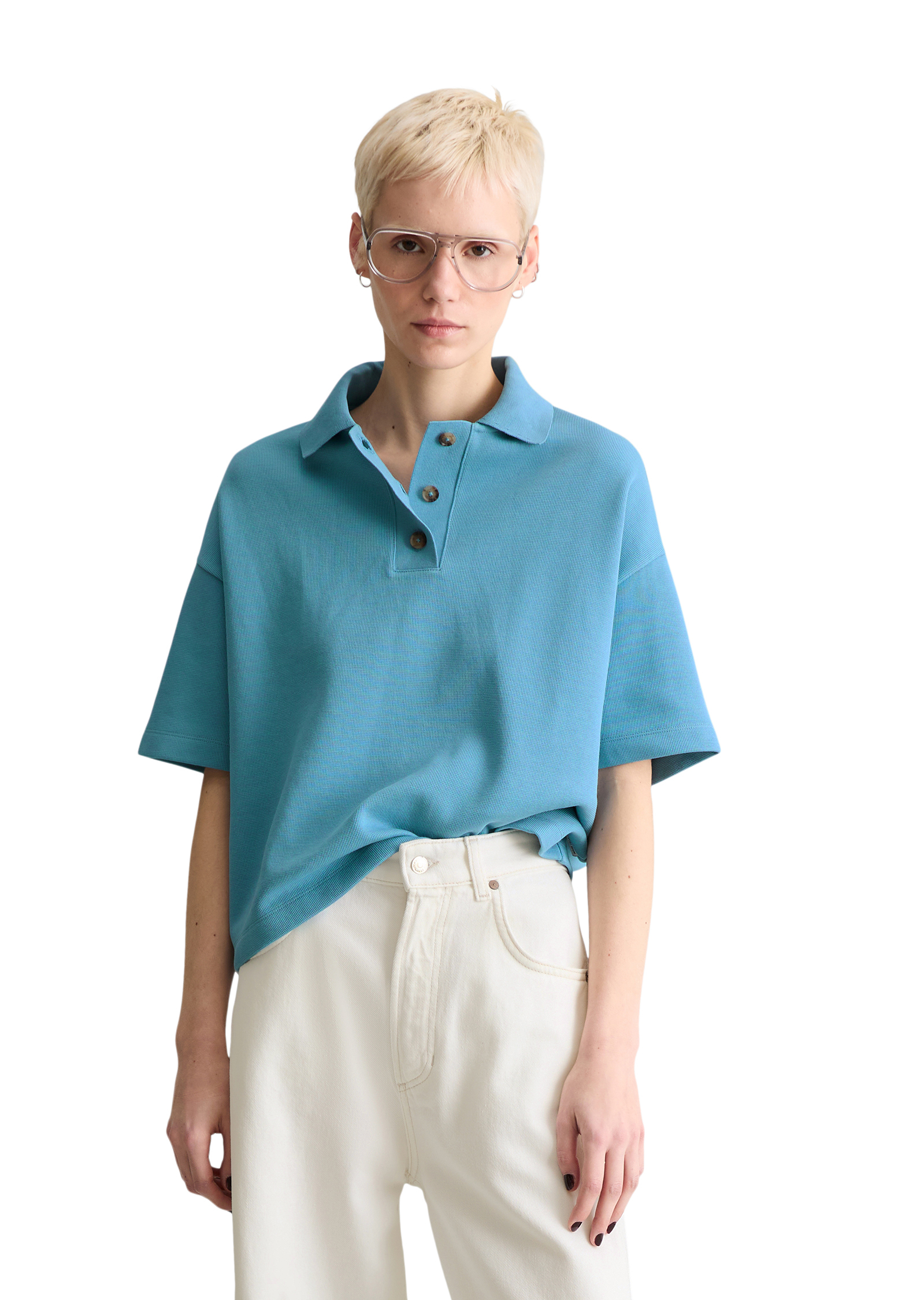 Polo relaxed en jersey rib doux, MARC O’POLO DENIM