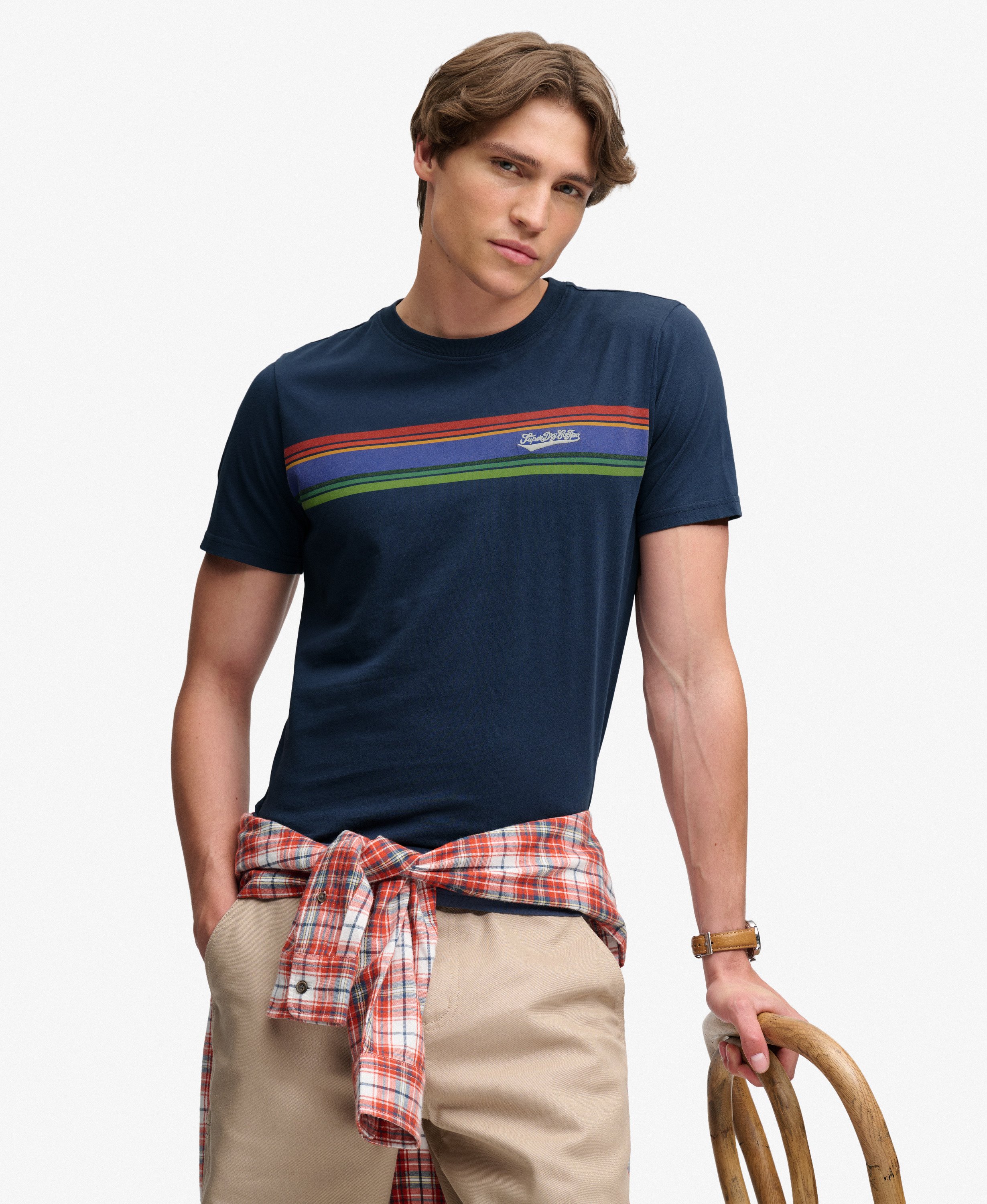 T-shirt Outdoor Stripe Logo Coupe Décontractée, SUPERDRY